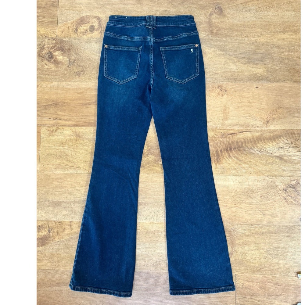 Pilcro  Anthropologie Flare Jeans Blue Icon Flare  Patch Pocket Size 27 - Picture 2 of 14